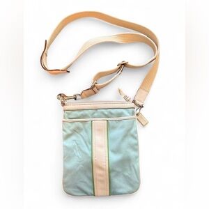 COACH vintage “Hamptons” crossbody nylon with leather trim.